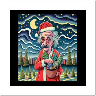 Albert Einstein Physical Genius Suculents Lovers Merry Christmas Posters and Art